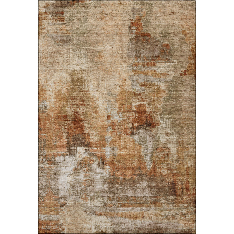 Premium Machine Washable Mayfield AMF2300 Abstract Rug, 10' x 14', Copper