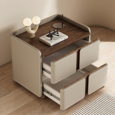 19.69"Simple and modern light luxury creative khaki-colored bedside table