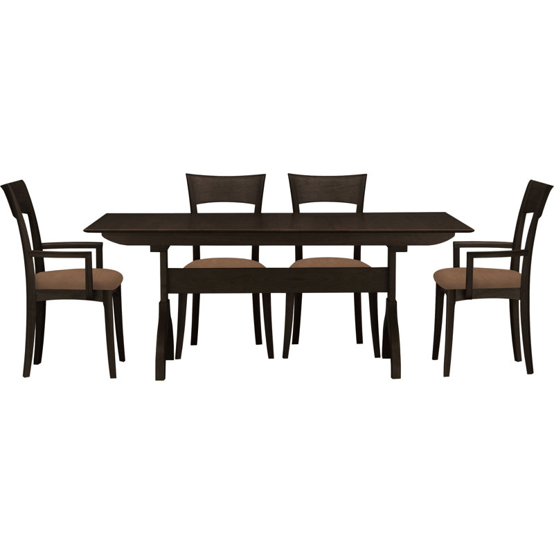Sarah 5 - Piece Dining Set, Smoke Cherry, Hemp Fabric