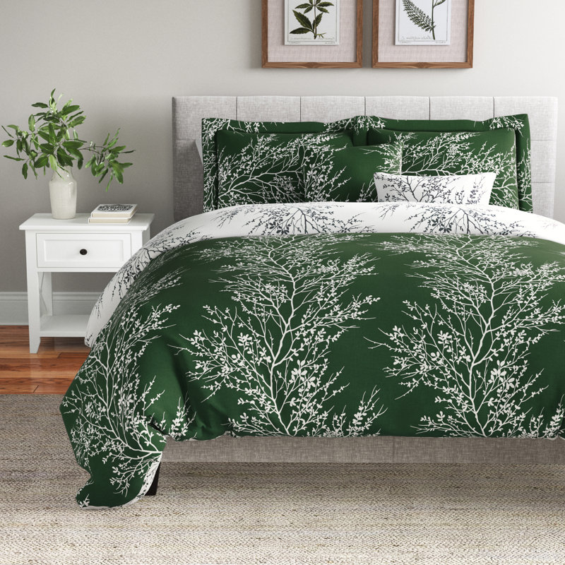 Light Blue Foliage Microfiber Twin Bed in a Bag Set