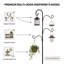 Crochets de berger multi-crochets de 193 cm (76 po) pour l'extérieur, support robuste pour mangeoire à oiseaux avec base à 5 branches, support de suspension en métal réglable pour jardin, mangeoires à oiseaux, paniers de fleurs, lanternes, carillons éoliens, noir