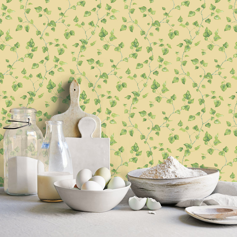 Connoquenessing Just Ivy Trail Leaf 10m X 53cm Wallpaper Roll, Yellow/Green