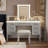 7-Drawer Vanity Desk With Mirror And Lights And Stool-943231557
