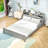 Wooden Platform Bed with Integrated LED Motion Sensor Light, Flexible Bed Guardrails and Shelf-312015104-312015117