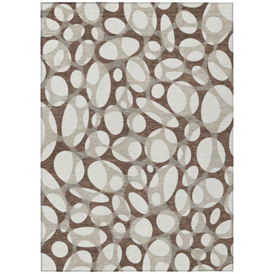Machine Washable Indoor/Outdoor Chantille ACN2536 Abstract Rug