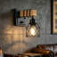 Ensemble de 2 appliques murales industrielles, lampe murale en bois rustique et cage en métal noir, applique murale rétro câblée, applique murale E26 pour le salon de la chambre à coucher