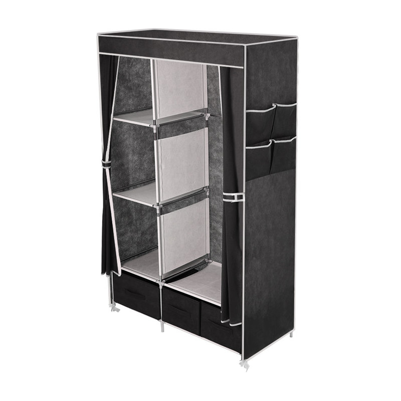 104cm Portable Wardrobe, Black