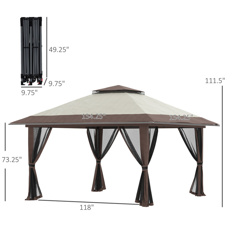 Outsunny 13' x 13' Pop Up Gazebo with Netting
