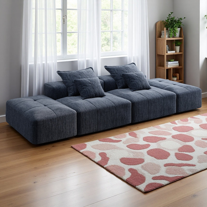 Canapé modulaire surdimensionné Modern, Chenille bleu