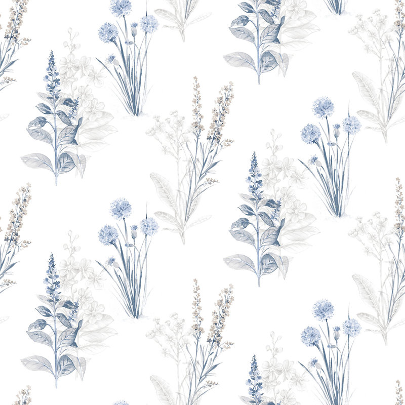 Garretson 10m x 52.8cm Satin Wallpaper Roll, Blue/Grey