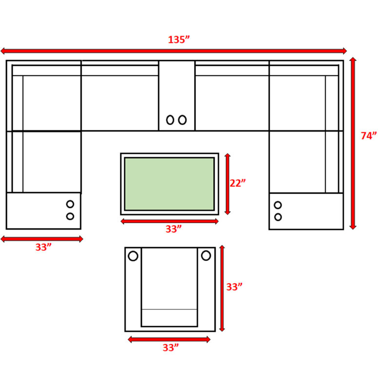 Ensemble de conversation modulaire avec coussins 11 pièces Aviara