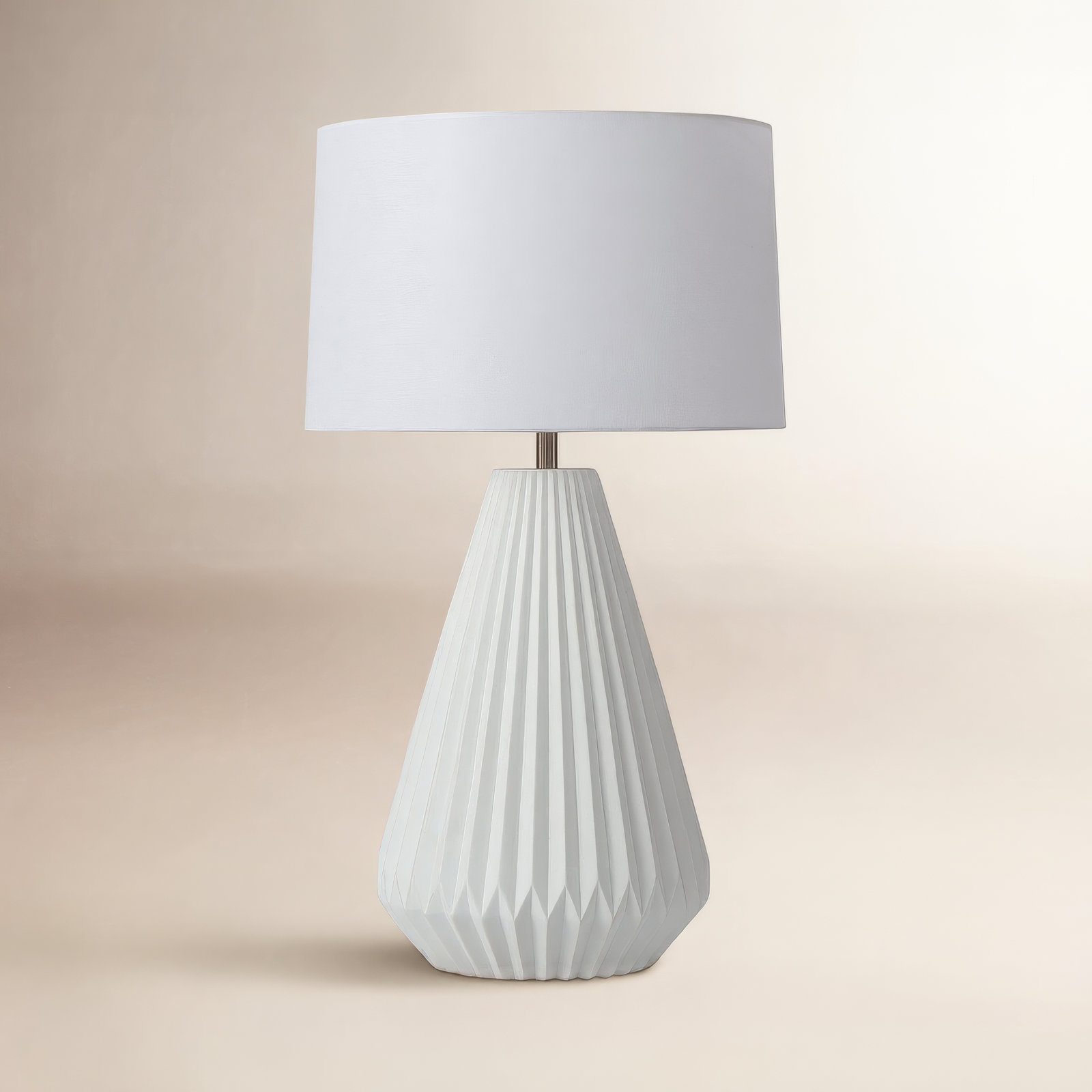 Concord Bone Porcelain Table Lamp - 30", White & Walnut, 4-Way Rotary Switch