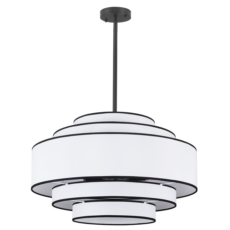 Lustre tambour en tissu de ferme moderne à 6 lumières à intensité variable pour salon Vyrl