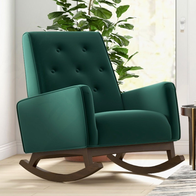 Rocking Chair, Demetrius Solid Wood Rocking Chair, Green