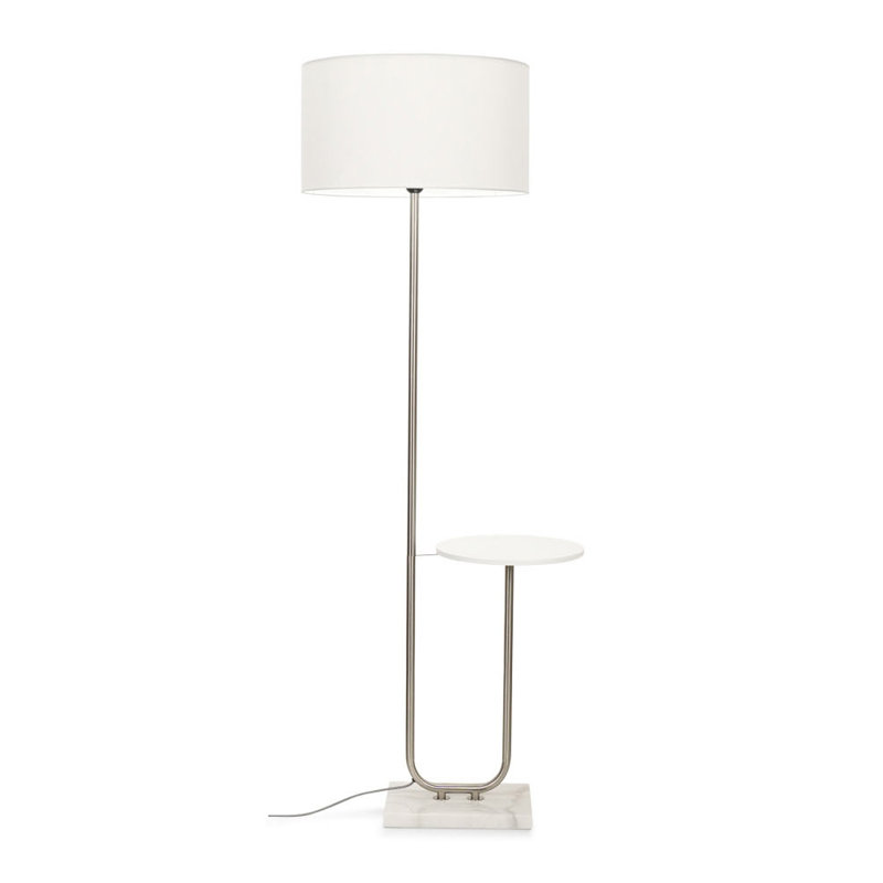 132.5cm Chrome Arched Floor Lamp, White