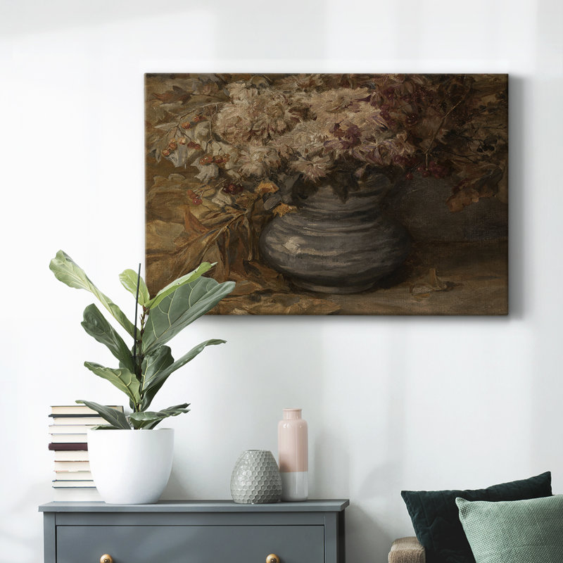 Botanique rétro - LXIV, H 41 po x l 61 po x P 1,5 po, Toile encadrée flottée blanche