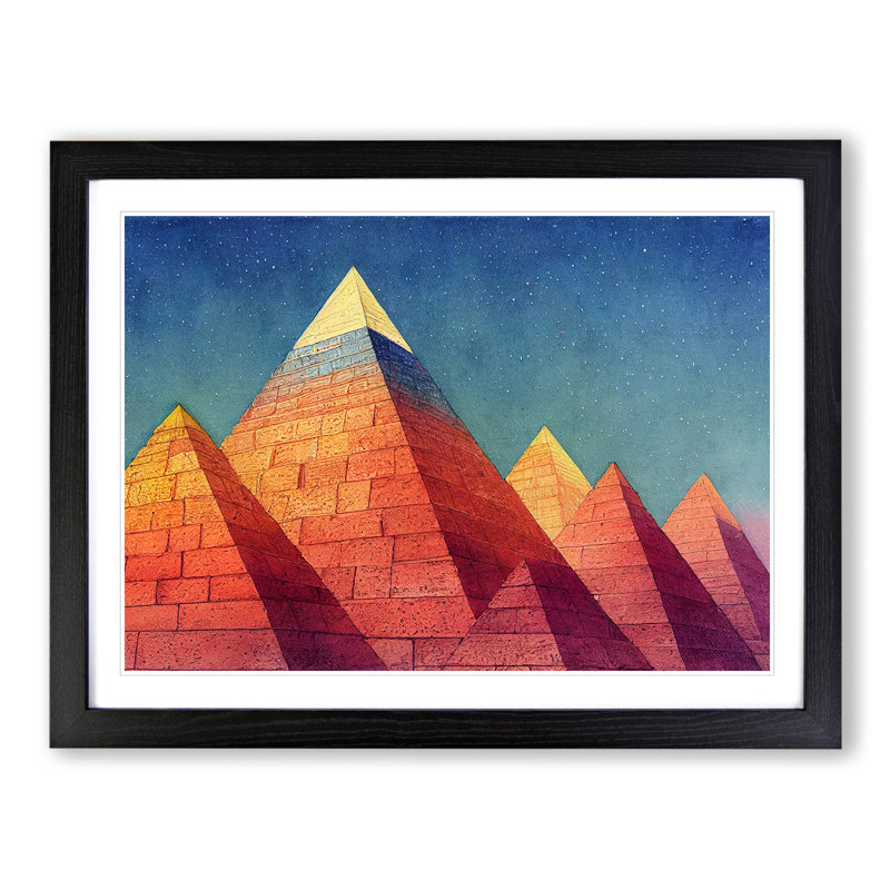 Pyramids - Single Picture Frame Painting, Black Framed, 46cm H x 64cm W