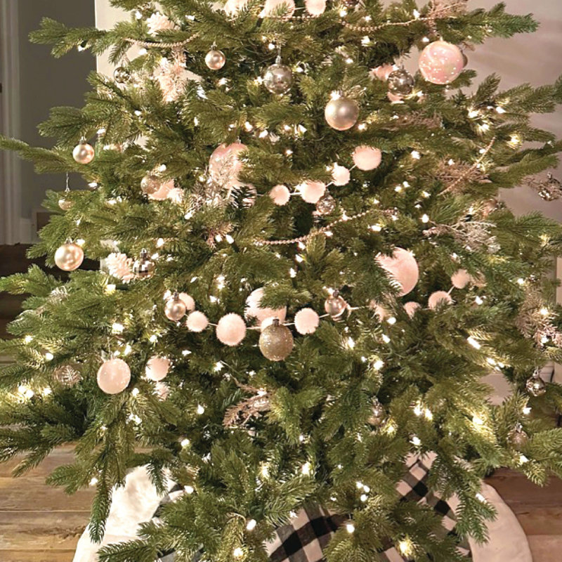 10-Ft Green Pine Christmas Tree with Warm White LED Lights