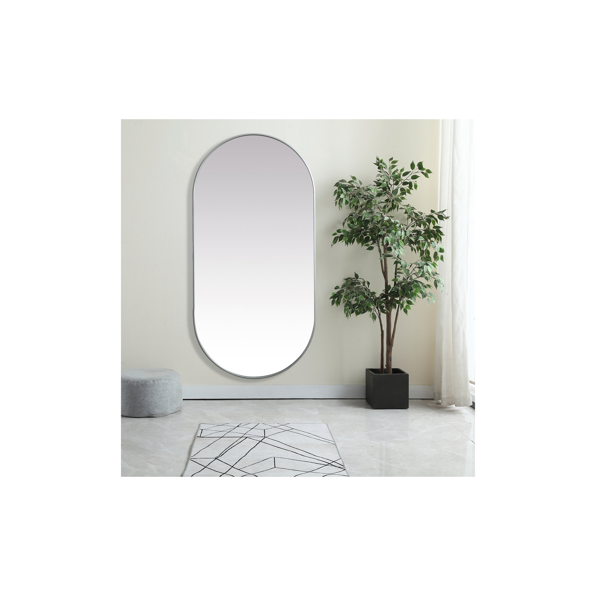 Elington Metal Oval Mirror, Silver, 72"  x 36" 
