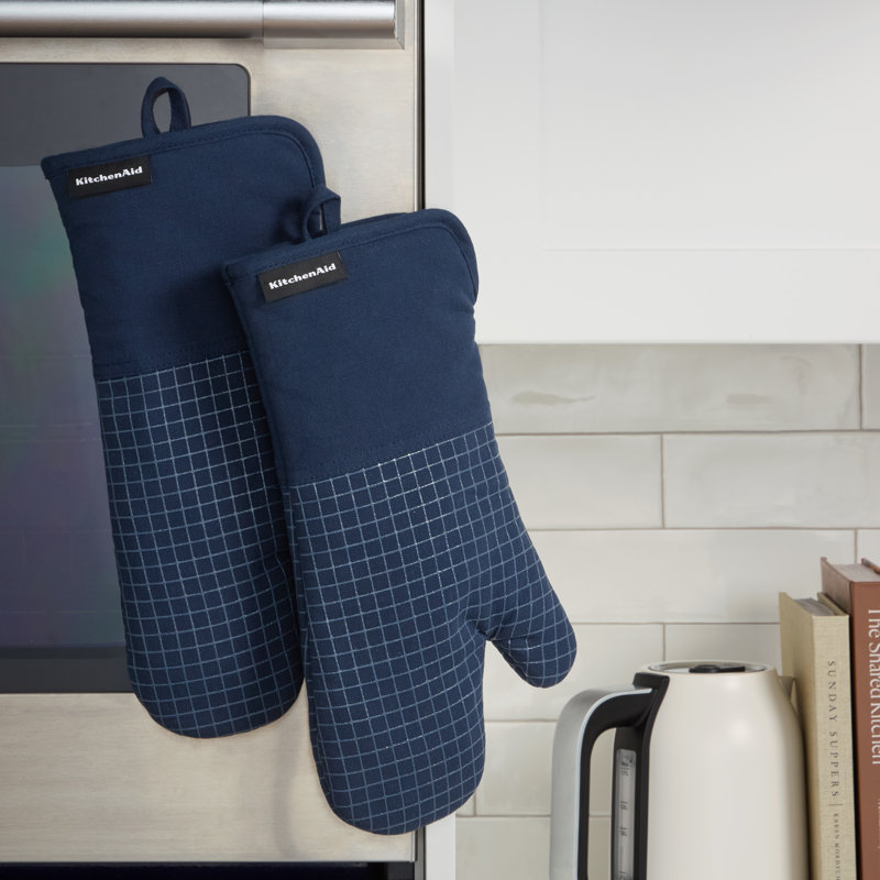 KITCHENAID Gourmet Series Gridlines Oven Mitts 2-Pack, Ink Blue