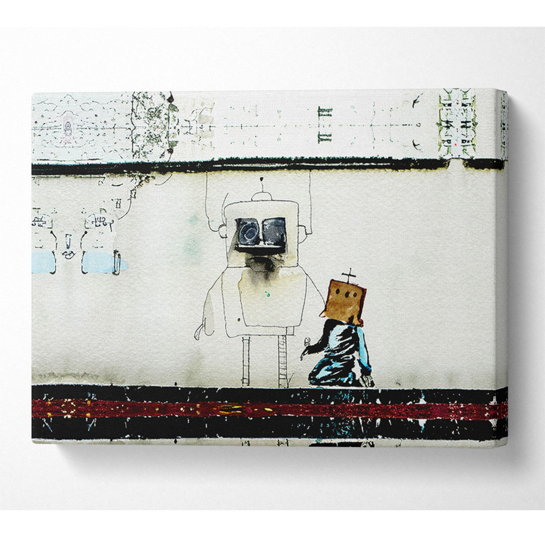 Box Head Robot - Kunstdrucke auf Leinwand - Wrapped Canvas