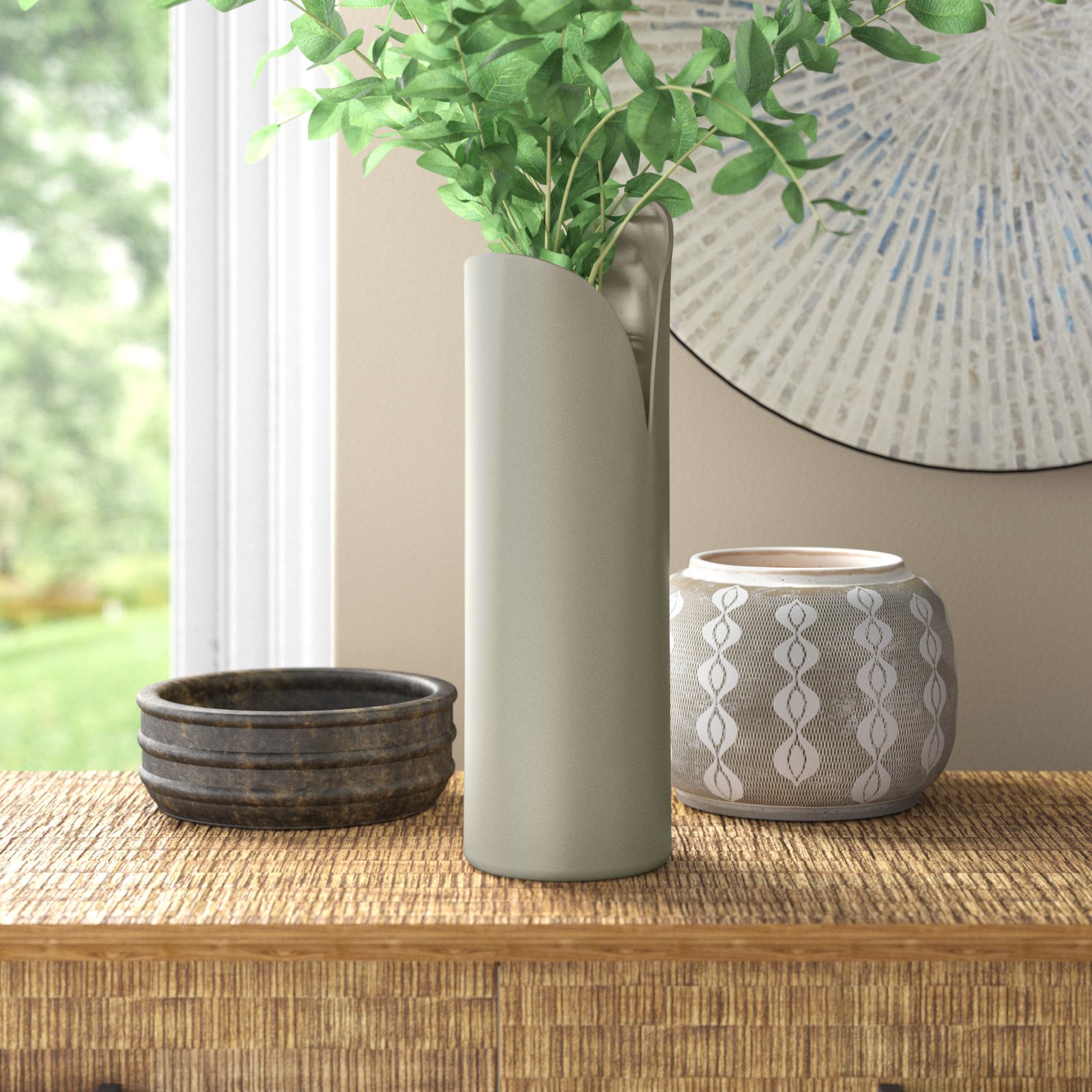 Jenny Iron Table Vase, 15.75" H x 5" W x 5" D, Ivory