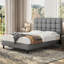 Size Modern Upholstered Bed Frame with Adjustable Square Tufted Headboard-93363910-99170188