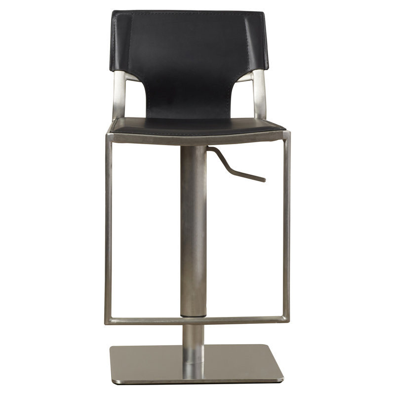 Aghan Swivel Upholstered Adjustable Height Counter Stool with Metal Frame, Black
