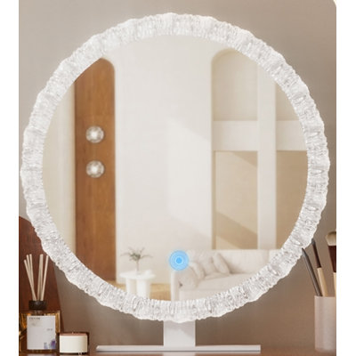 Miroir de maquillage à DEL Crystal Edge avec éclairage à intensité variable 3 couleurs