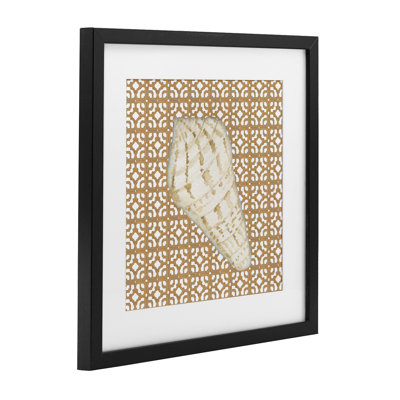 Coastal Tile And Shell Framed Print Under Glass, design by Lee Ann Sanders