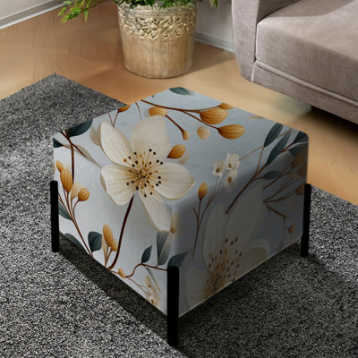 Coastal Elegance Floral Motif III - Repose-pieds carré floral