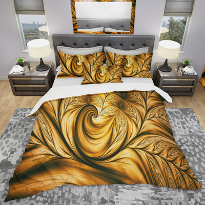 Golden Dream Abstract - Abstract Duvet Cover Set - Microfiber Polyester
