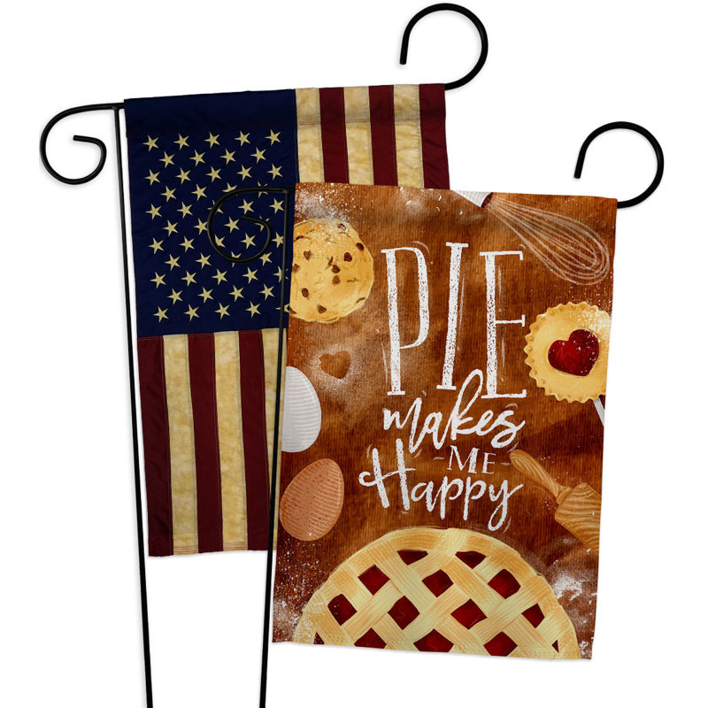 Drapeau de jardin en polyester à 2 faces Pie Makes Me Happy