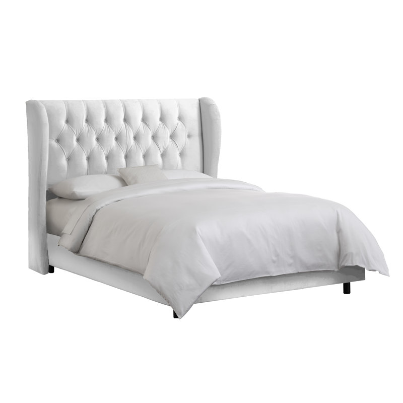 Knaresborough Upholstered Wingback Bed, Full, Classic White Velvet
