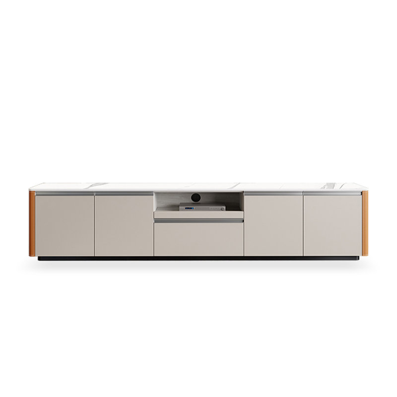 Meuble télé moderne avec plateau de rangement en pierre, 17.2" H x 94.5" W x 15.7" D