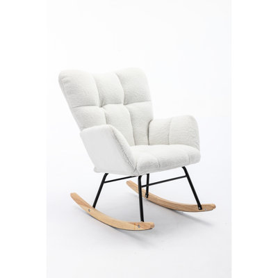 Soft Teddy Fabric Rocking Glider Chair For Nursery And Living Room, Comfortable And Stylish Indoor Seating