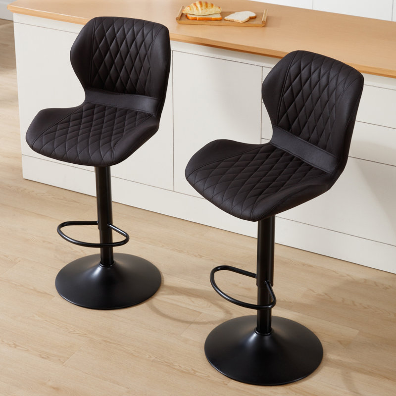 Tyrel Swivel Adjustable Height Bar Stool, Black