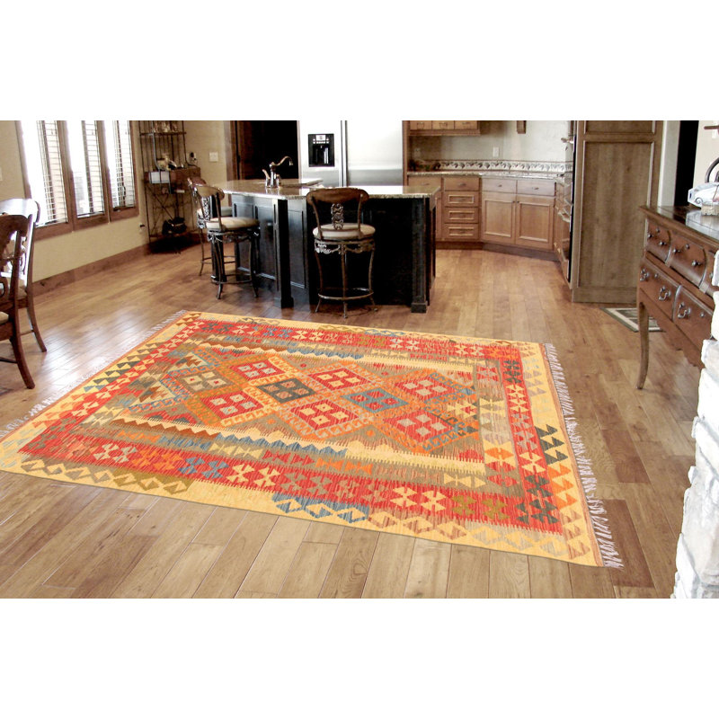 Canvello Kilim Hand-Woven Lamb's Wool Area Rug- 4'9" X 6'6"