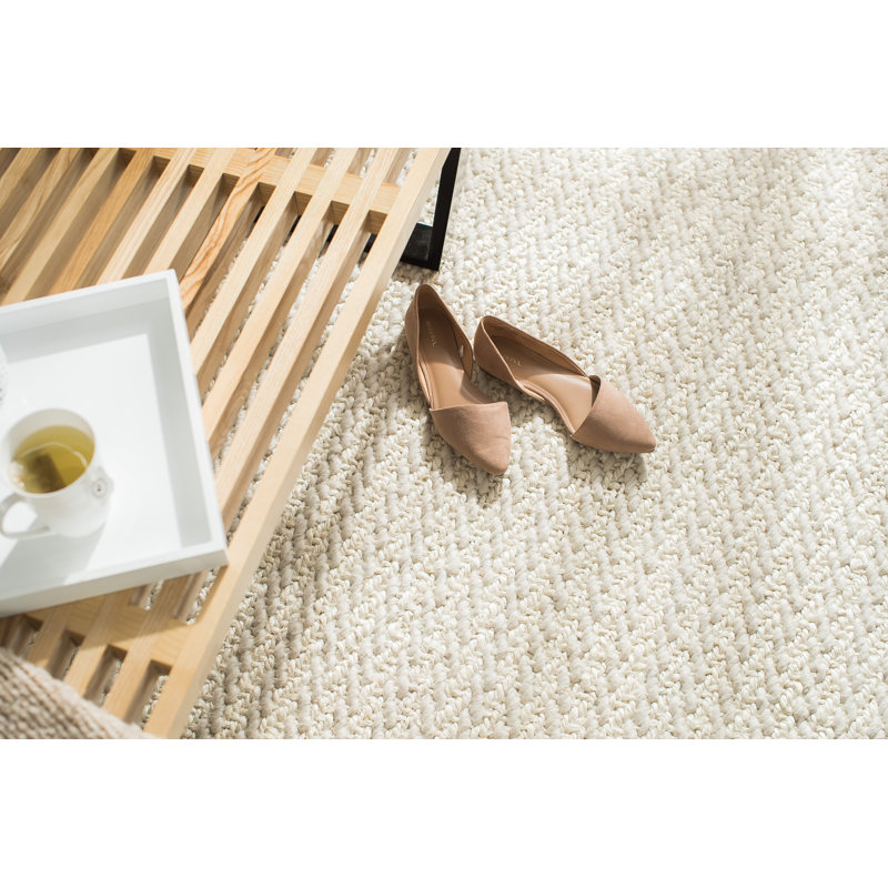 Tapis ivoire tissé à la main à la main Winfred, Rectangle 3 pi x 5 pi