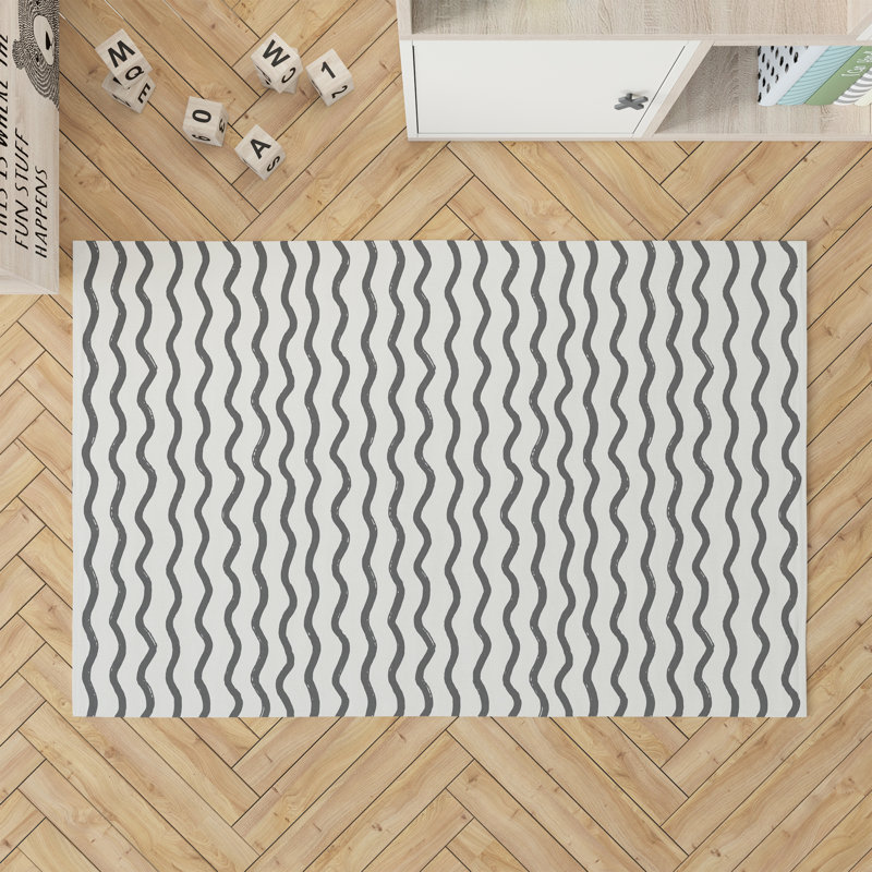 Wiggle Row Activity Mat, Rectangle 3' x 5', Ivory/Charcoal