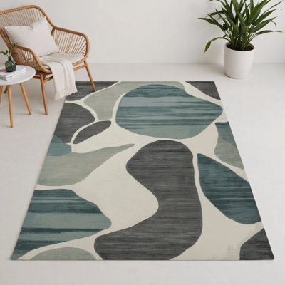 Tapis intérieur et extérieur gris Watercolor