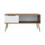 Table basse Basset, 1 tiroir, 1 tablette, 4 pieds, chêne naturel / blanc