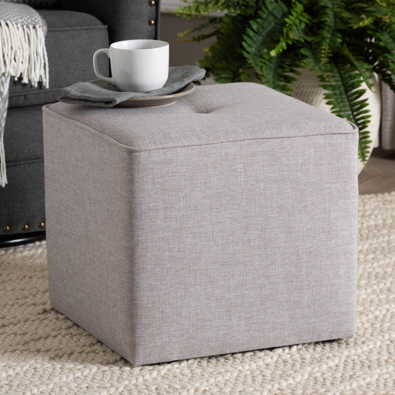 Charea Upholstered Ottoman, Light Gray