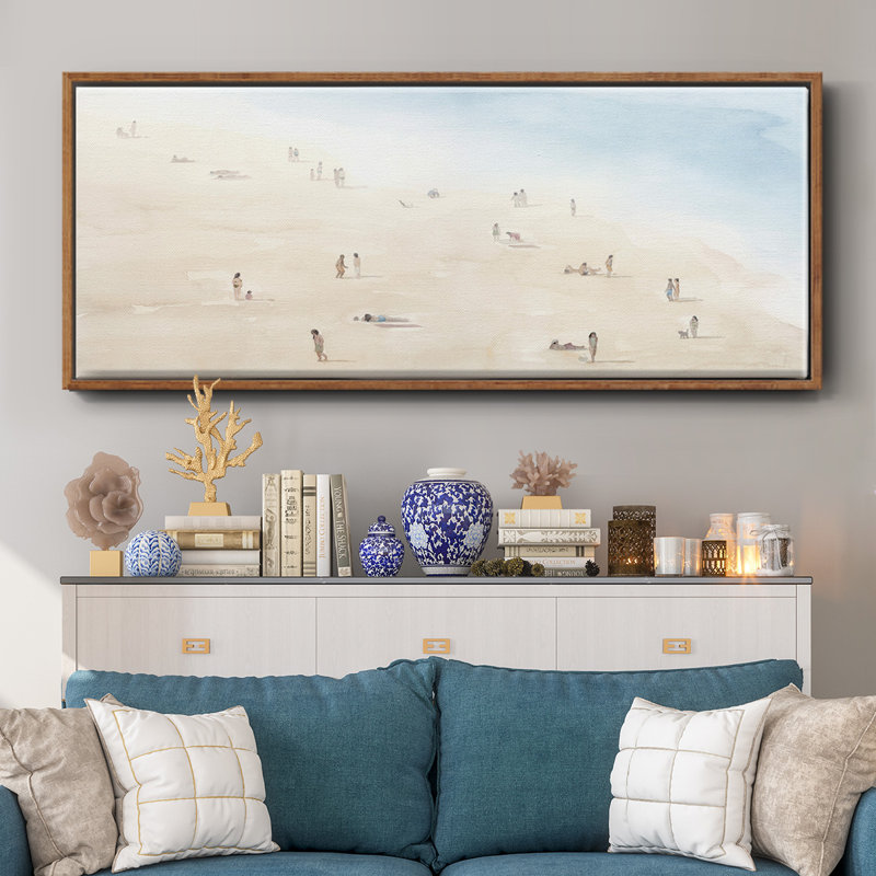 Beach Goers III- Framed Canvas, 20" H x 50" W