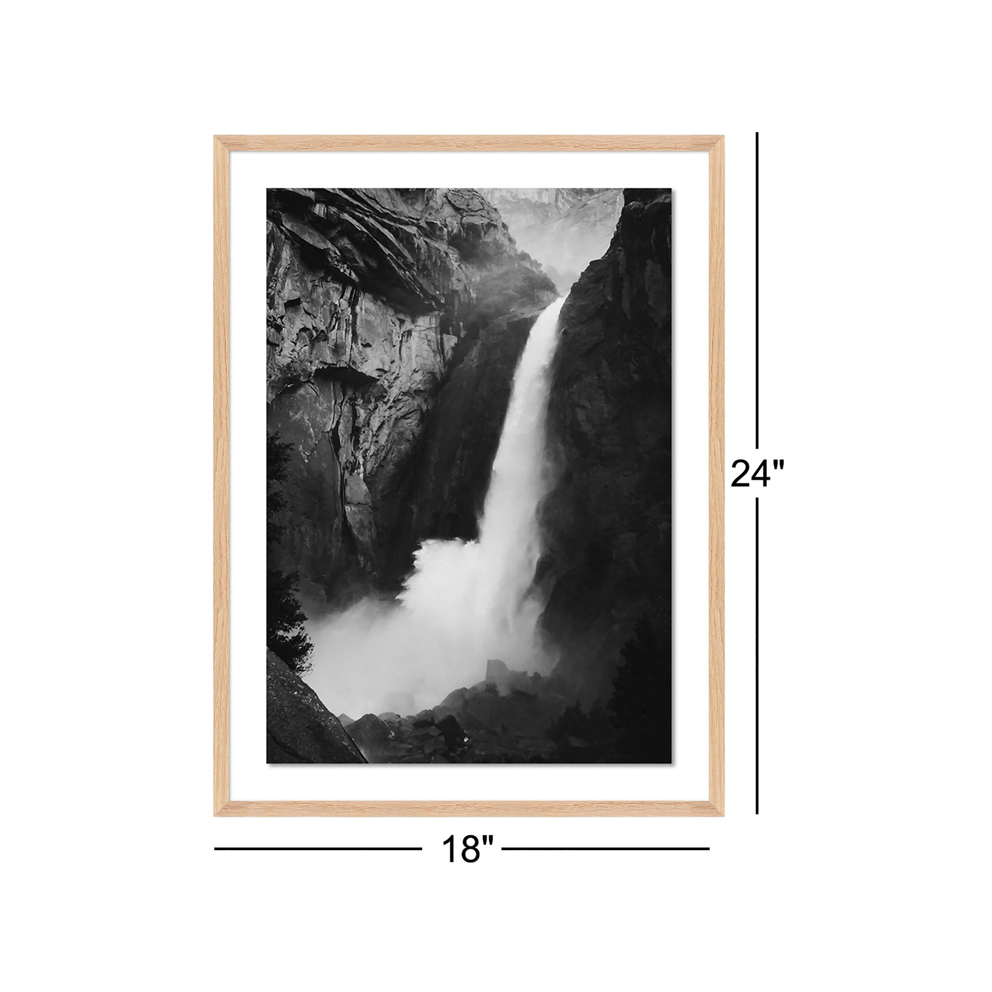 Lower Yosemite Falls by Wesley and Emma Teague, Light Brown, 24" H x 18" W x 1.5" D