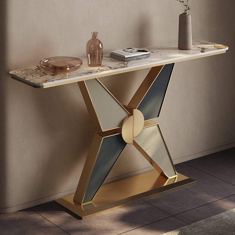 Console légère en pierre frittée de style luxueux, H 33,4 po x l 59 po x P 13,7 po