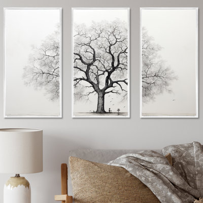 «White and Grey Minimalisme Maple Tree I», ensemble d'art sur toile érable