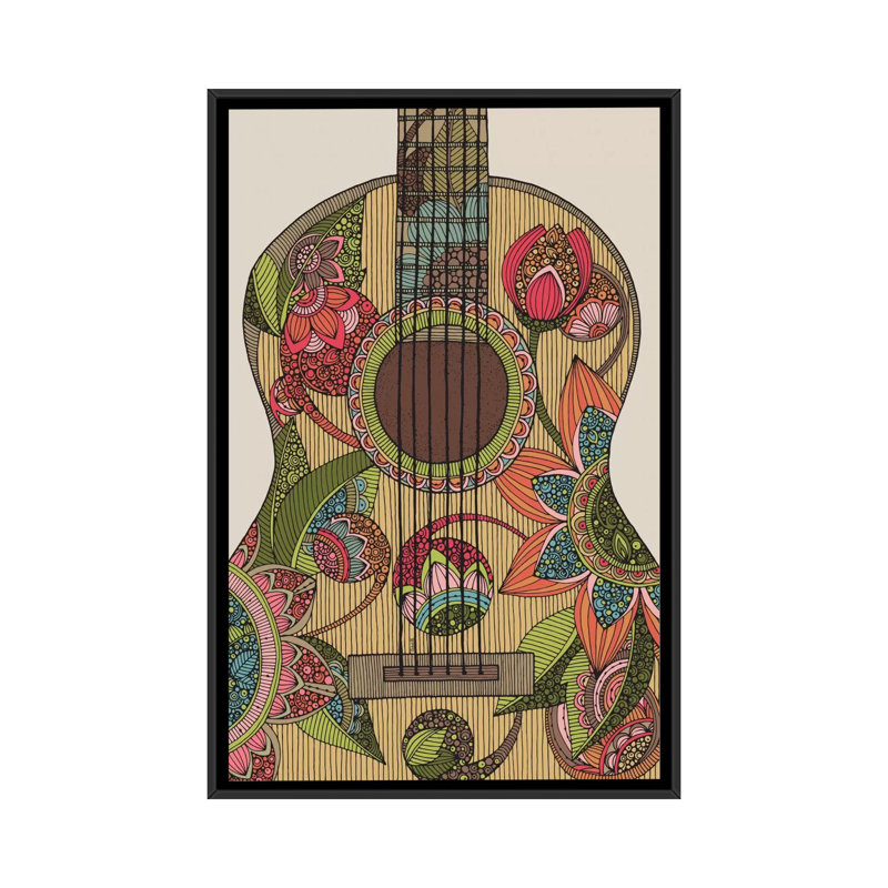 Guitare, impression sur toile tendue, Cadre noir, H 48 po x l 32 po x P 1,5 po