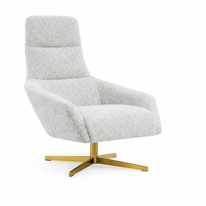 Fauteuil pivotant BRC 4 étoiles en laine, Laiton, Laine argentée