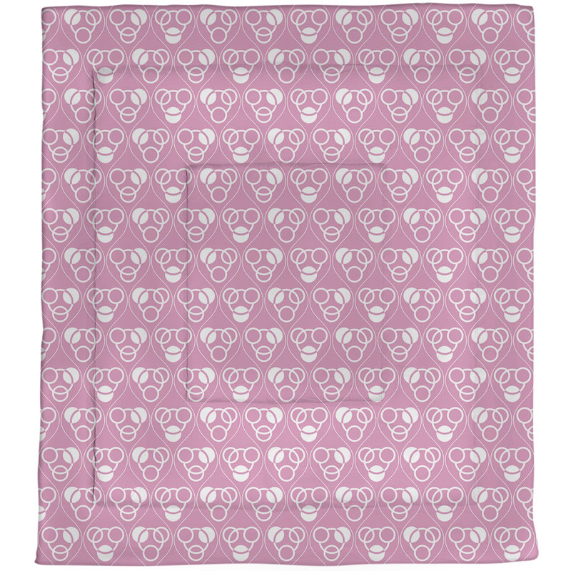 Édredon réversible simple en microfibre Circles Waves, Rose/blanc, Édredon simple